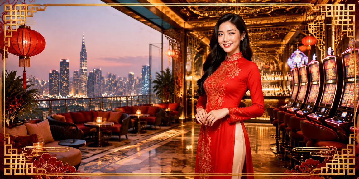 Người phụ nữ mặc áo dài chơi slot game trên điện thoại tại Hồ Chí Minh