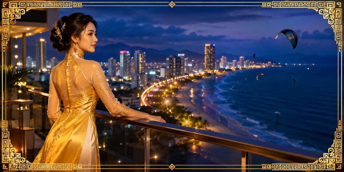 Người dùng mặc áo dài tại Mũi Né trải nghiệm ứng dụng casino trên điện thoại di động